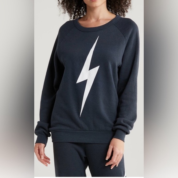 Aviator Nation Bolt Crew Sweatshirt- Charcoal - Picture 2 of 4